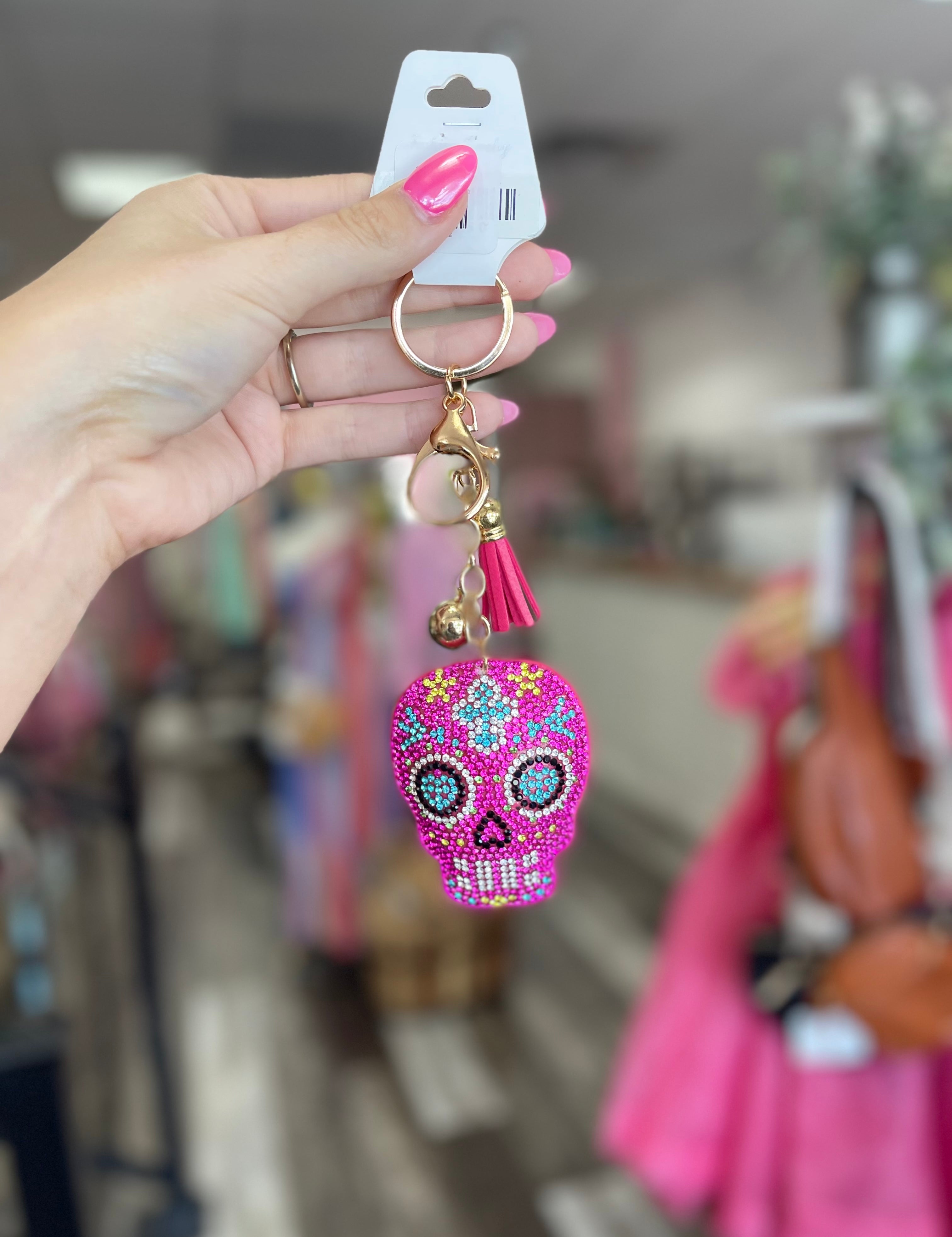 Pink Skull Keychain