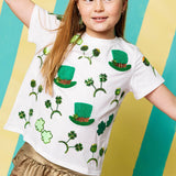 Child Size St. Patrick's Day Sunglass, Hat & Headband Icon Tee White Queen of Sparkles