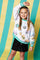 Child Size Bike Sweatshirt with Aqua Sport Stripe White Queen of Sparkles