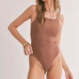 Sun Bath Squareneck Bodysuit Brown