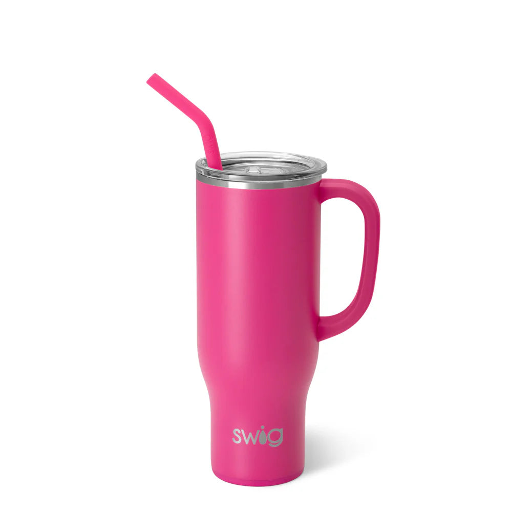 Hot Pink Mega Mug with Straw (30oz)