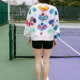 Multi Pickleball Sweatshirt White Queen of Sparkles