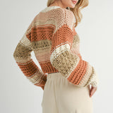 Butter Pecan Chunky Sweater - Brick Multi