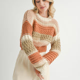 Butter Pecan Chunky Sweater - Brick Multi