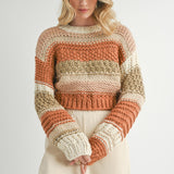 Butter Pecan Chunky Sweater - Brick Multi