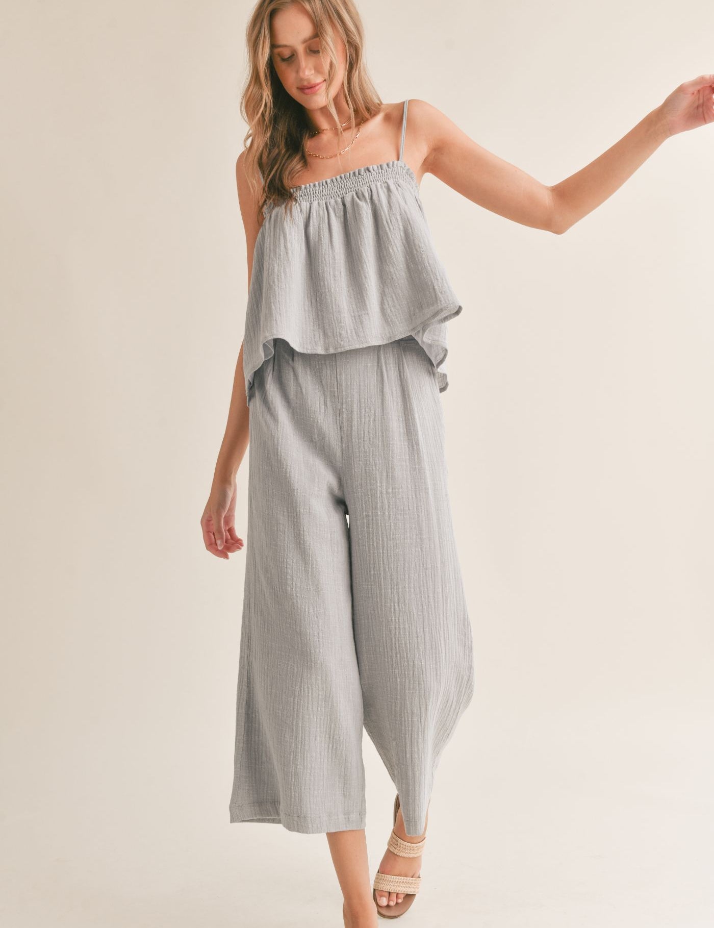 Bird Song Wide Leg Cropped Pant Cloud Blue