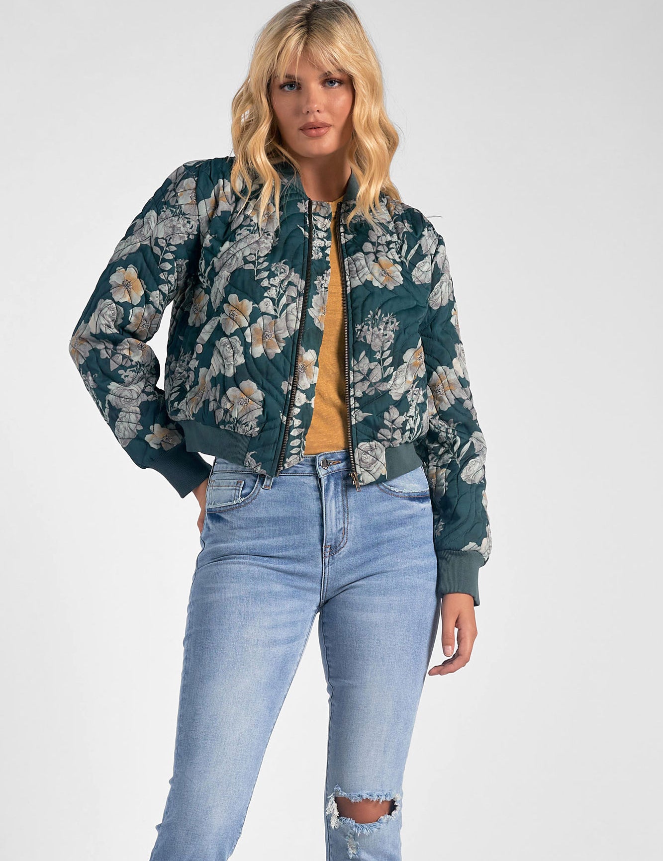 Beverly  Quilted Jacket Green Floral