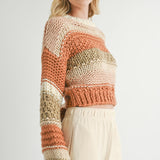 Butter Pecan Chunky Sweater - Brick Multi