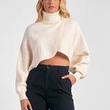 Kinsley Wrap Turtleneck Sweater White