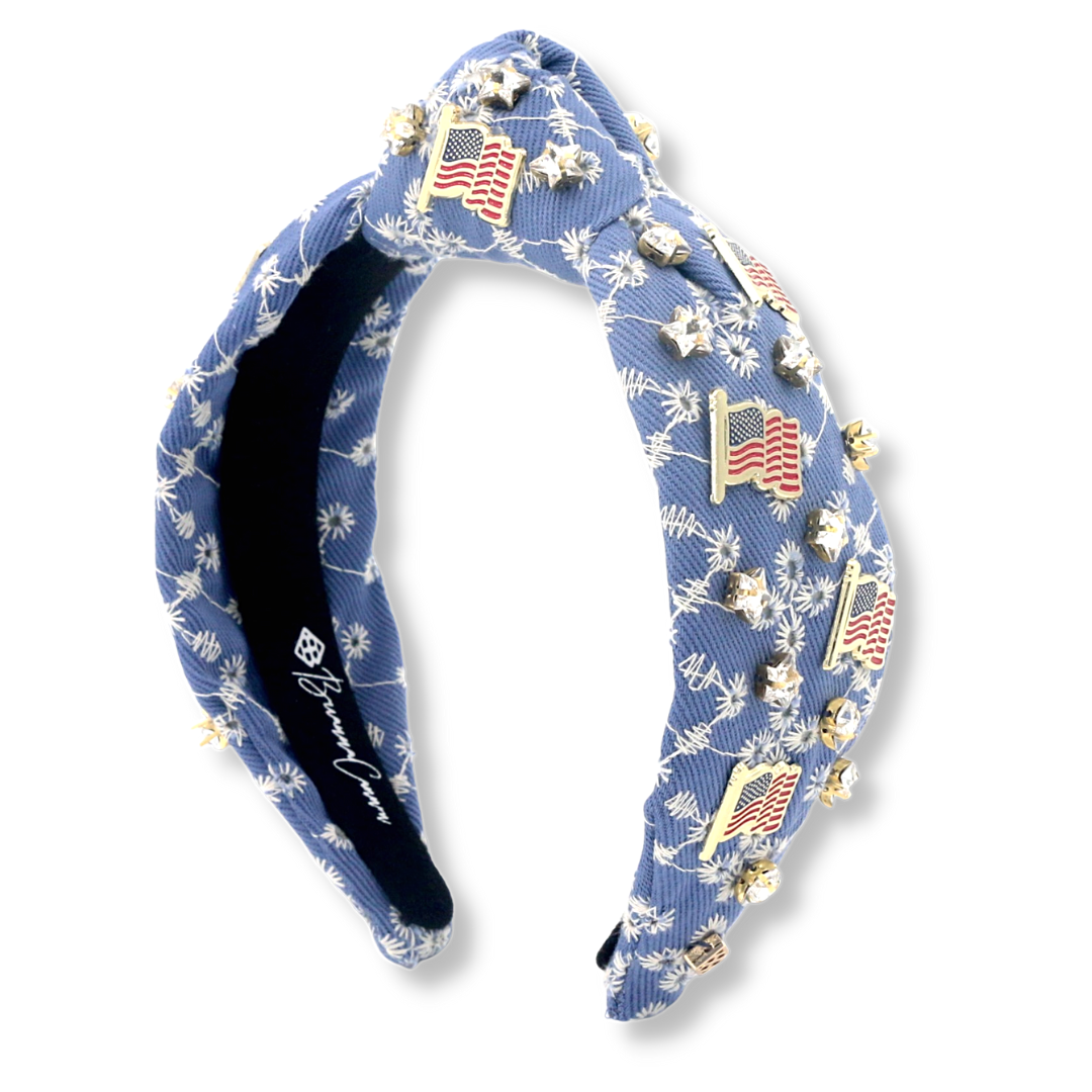 Flags & Stars Denim Eyelet Headband