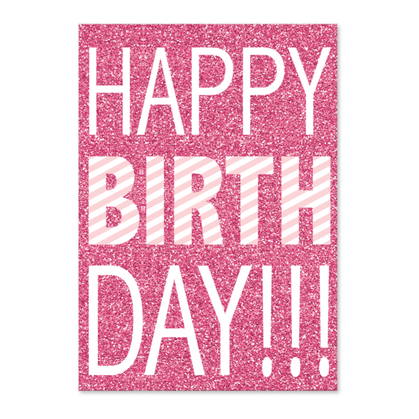 PINK GLITTER BIRTHDAY GREETING CARD