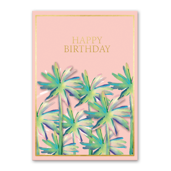 PINK PALMS BIRTHDAY GREETING CARD