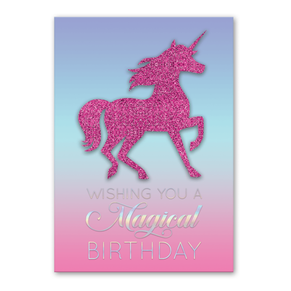 GLITTER UNICORN BIRTHDAY GREETING CARD