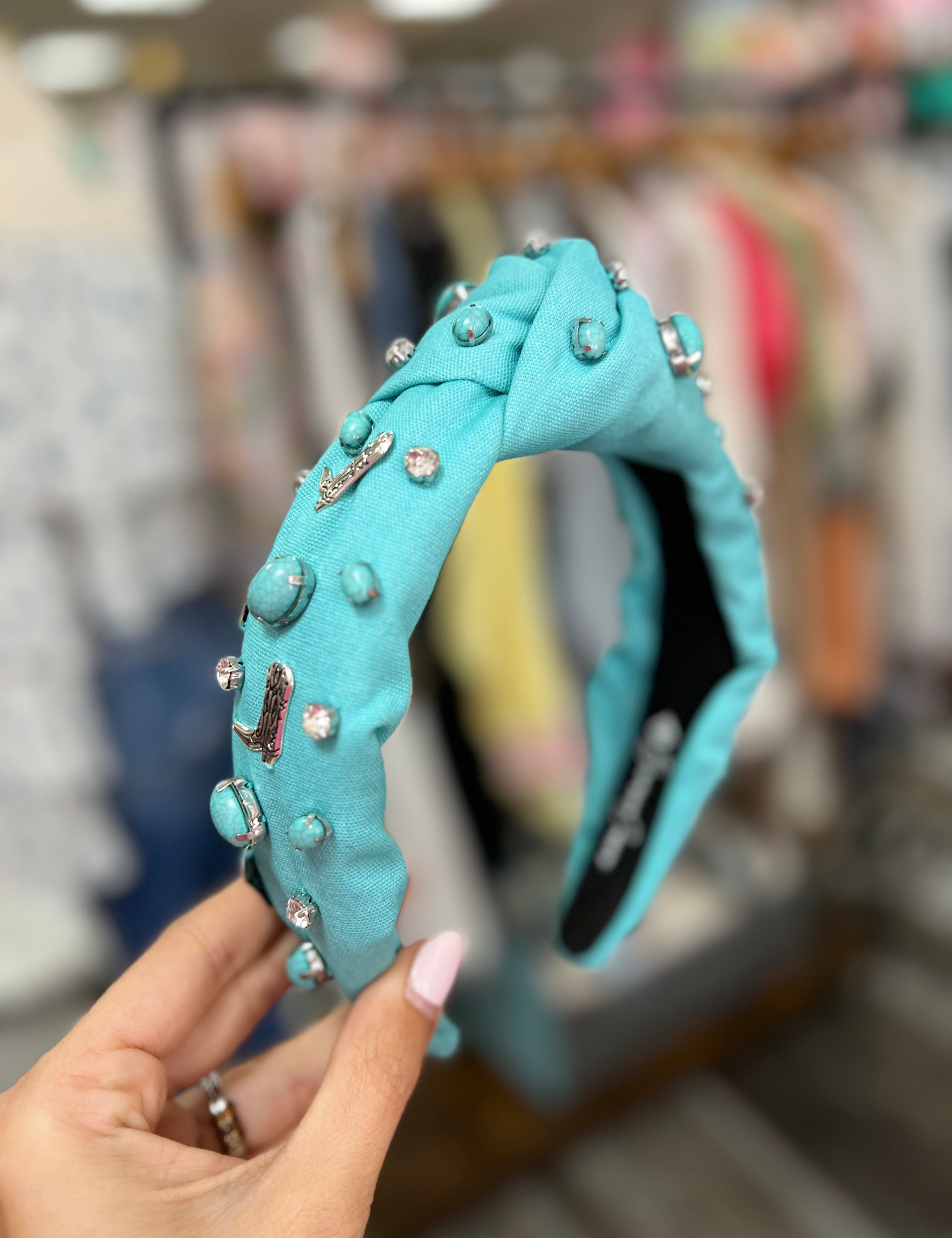 Let's Go Girls Turquoise Boot Headband