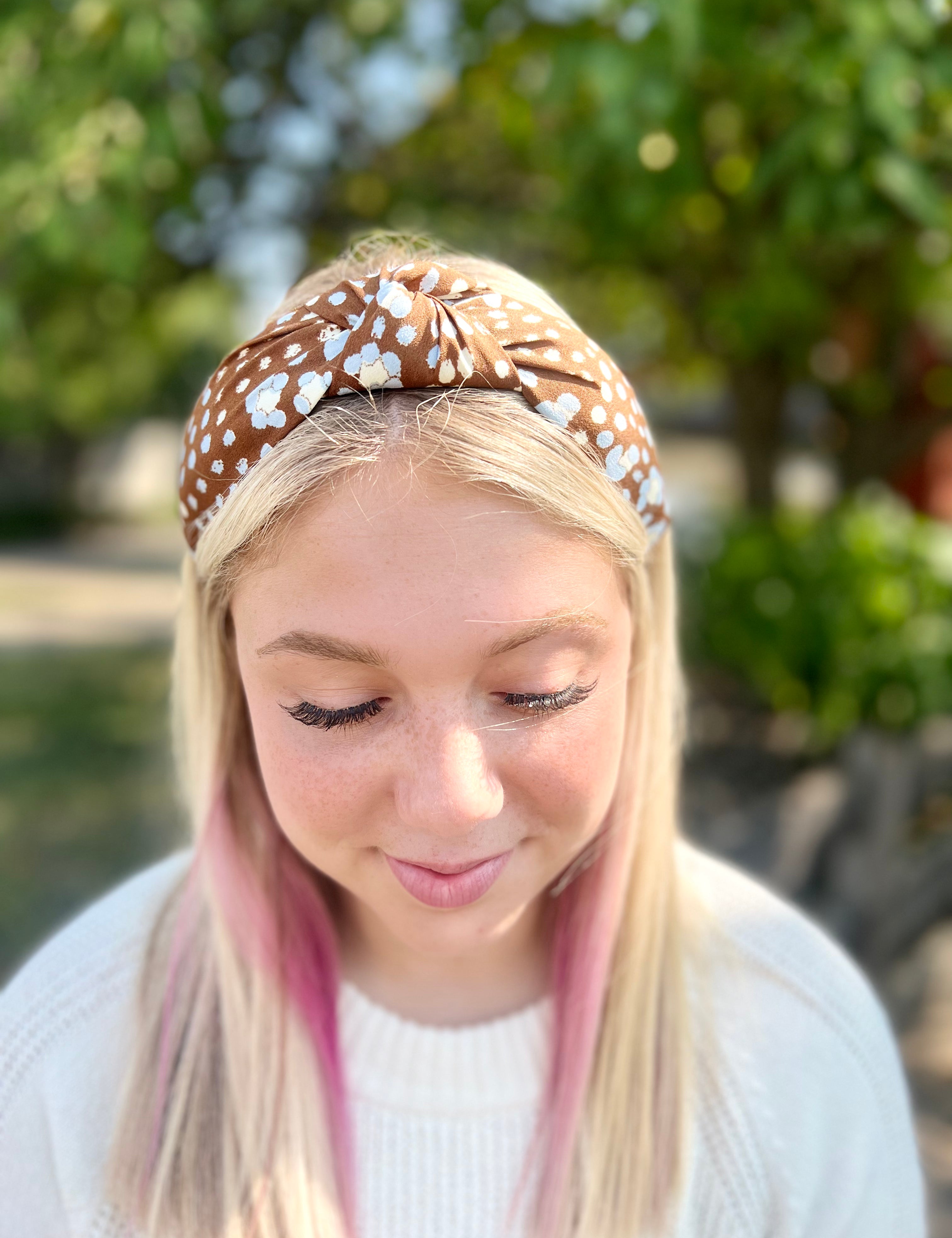 Brown Knotted Floral Headband