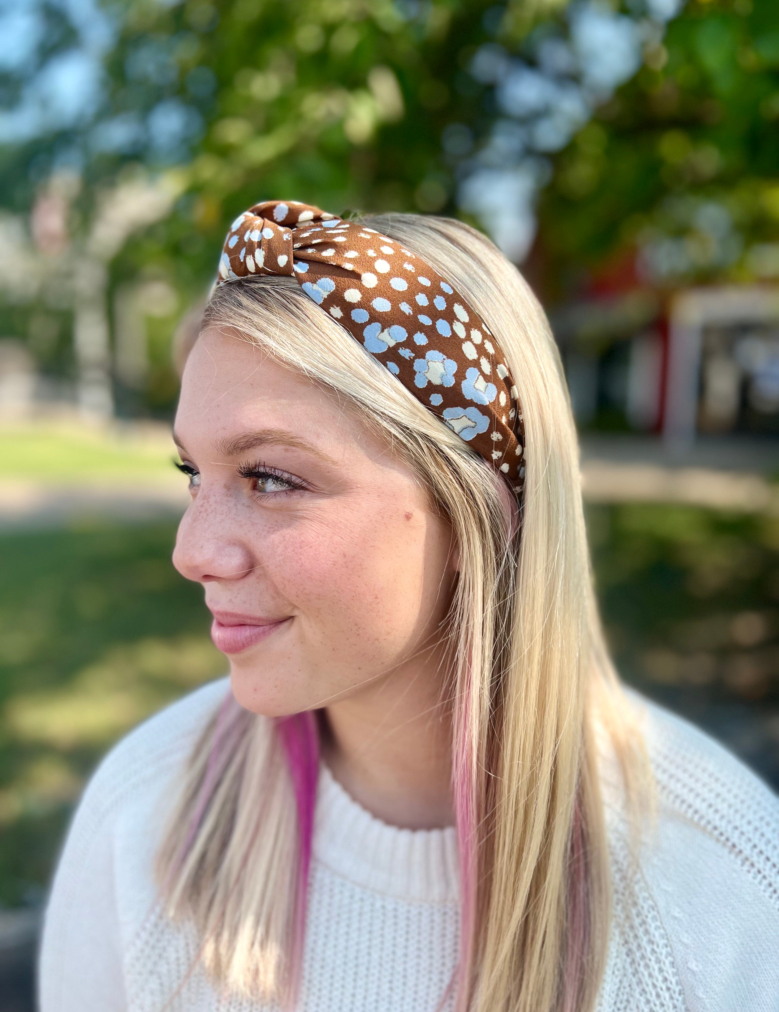 Brown Knotted Floral Headband