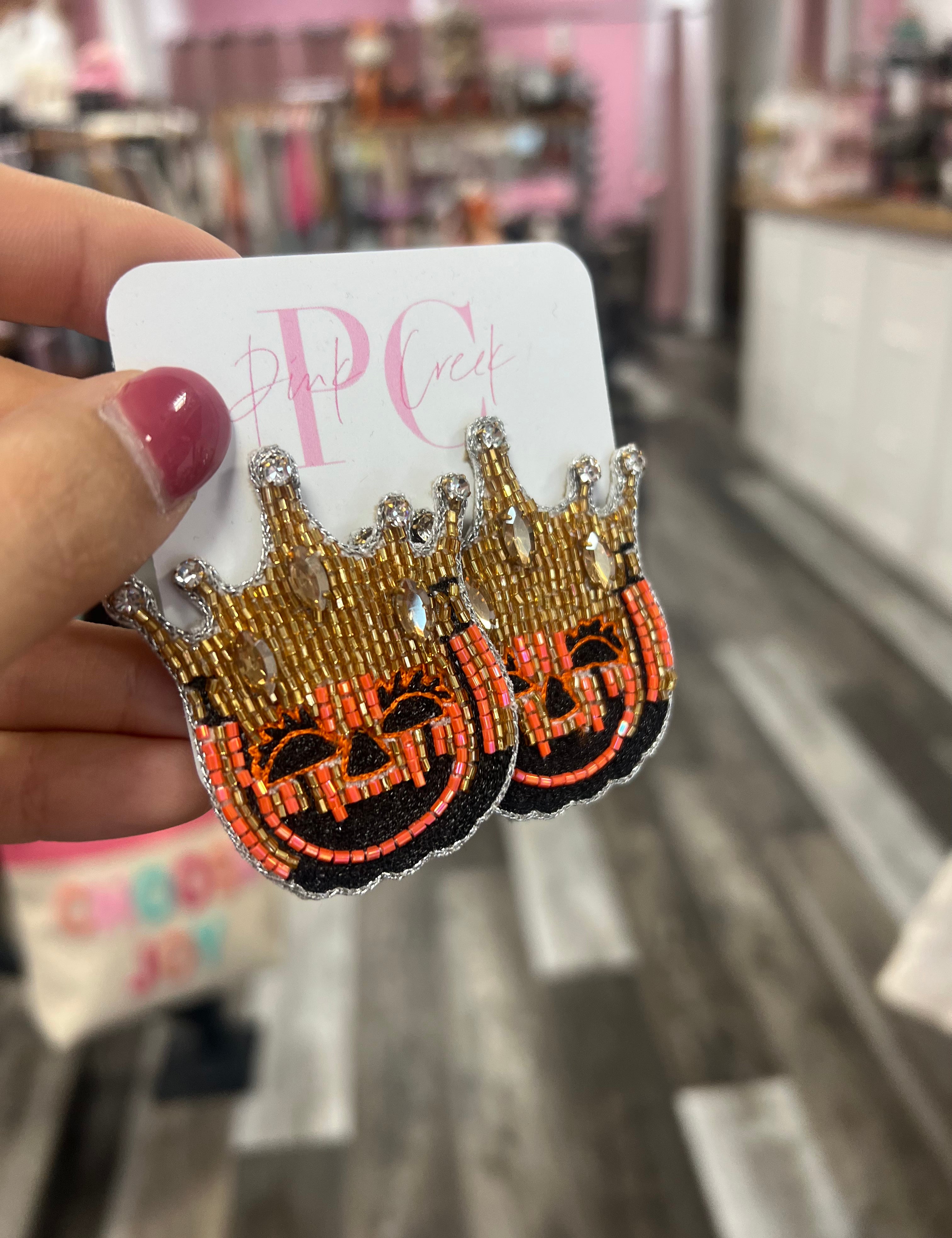 Queen of Halloween Pumpkin Earrings