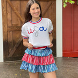 Queen of Sparkles Red, White & Blue Sequin Star Skort