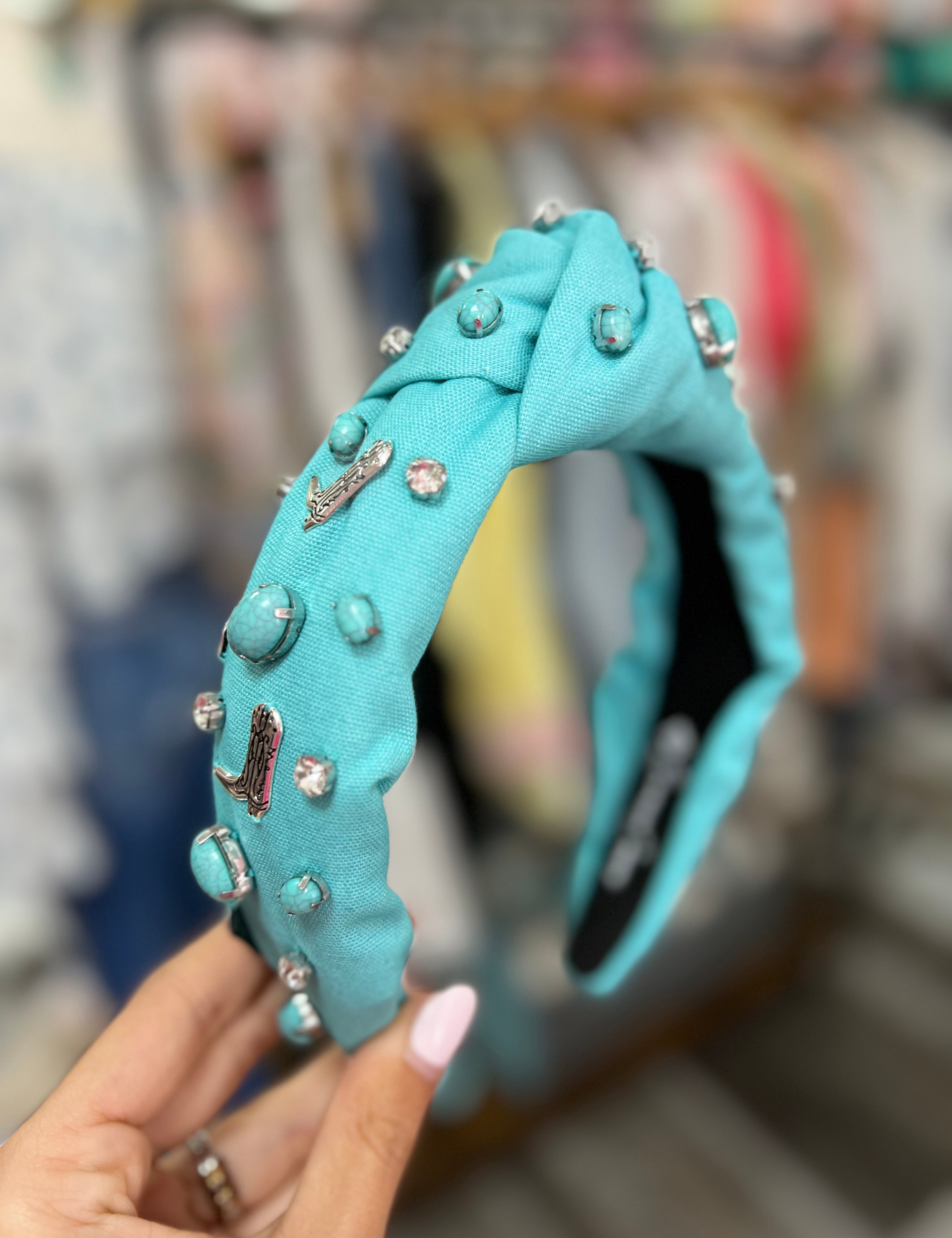 Let's Go Girls Turquoise Boot Headband