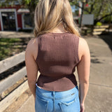 Change My Mind Knit Sweater Brown Crop Top